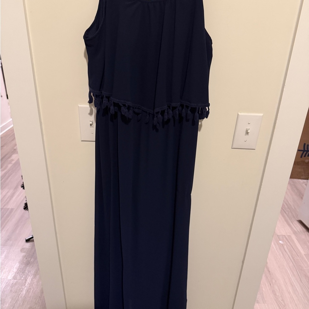 Xhilaration Navy Maxi Dress with Tassel Trim